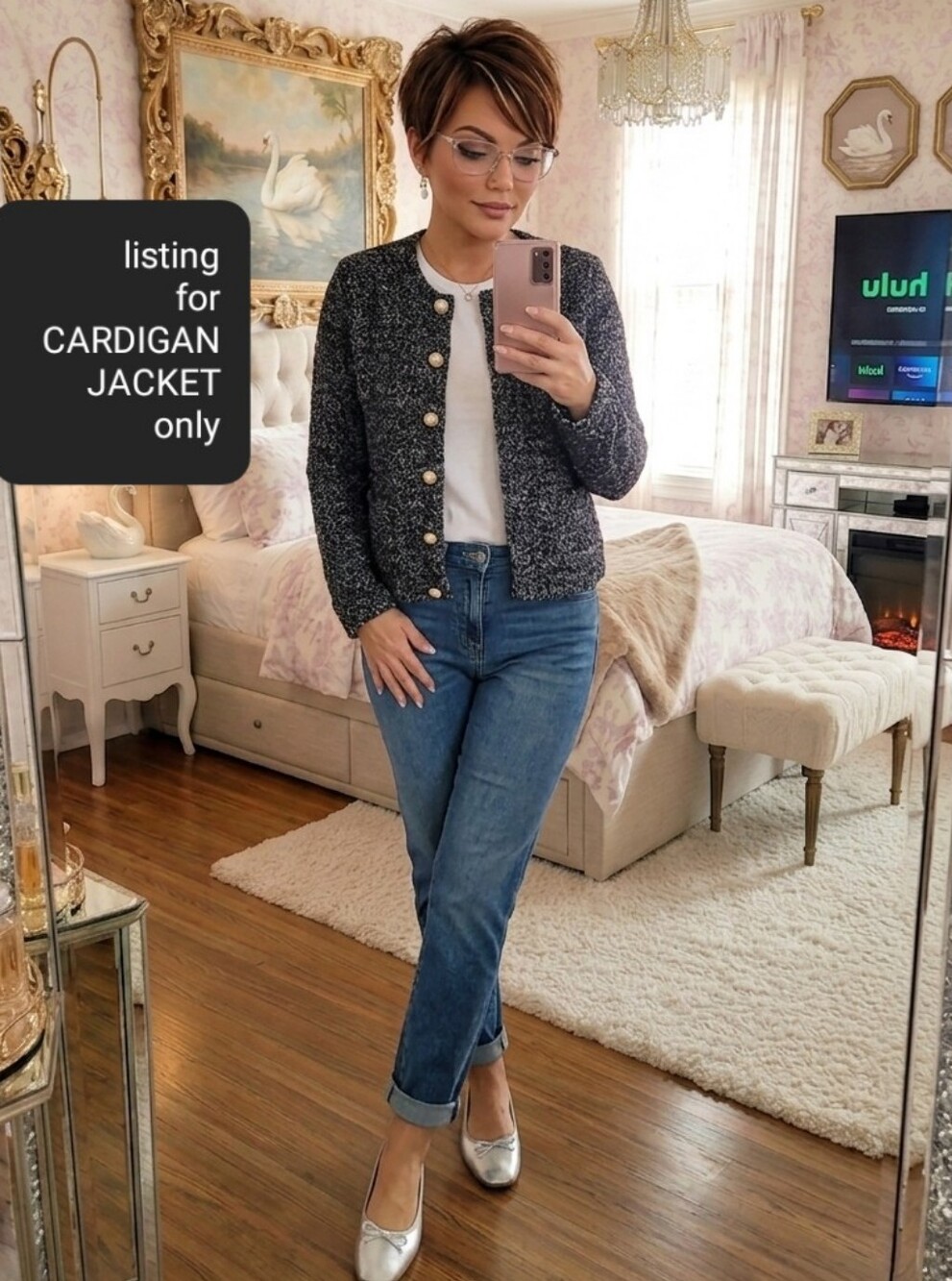 NWT Cropped Boucle Sweater Jacket